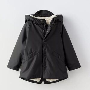 NWT ZARA Kids Black Rubberized Rain Jacket